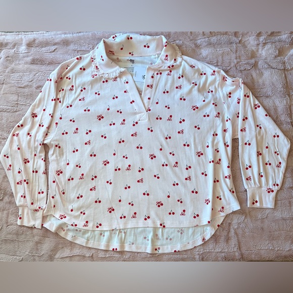 Women's Cherry Pointelle Ruffle Set - Picture 3 of 5